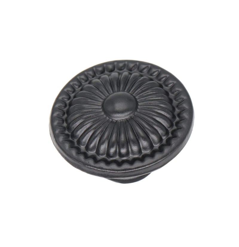 binifiMux 6-Pack 1.4 Inches Black Vintage Flower Cabinet Drawer Pulls Knobs Flower Embossing for Dresser Cupboard Wardrobe Furniture - Image 3